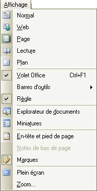 Menu affichage